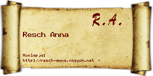Resch Anna névjegykártya
